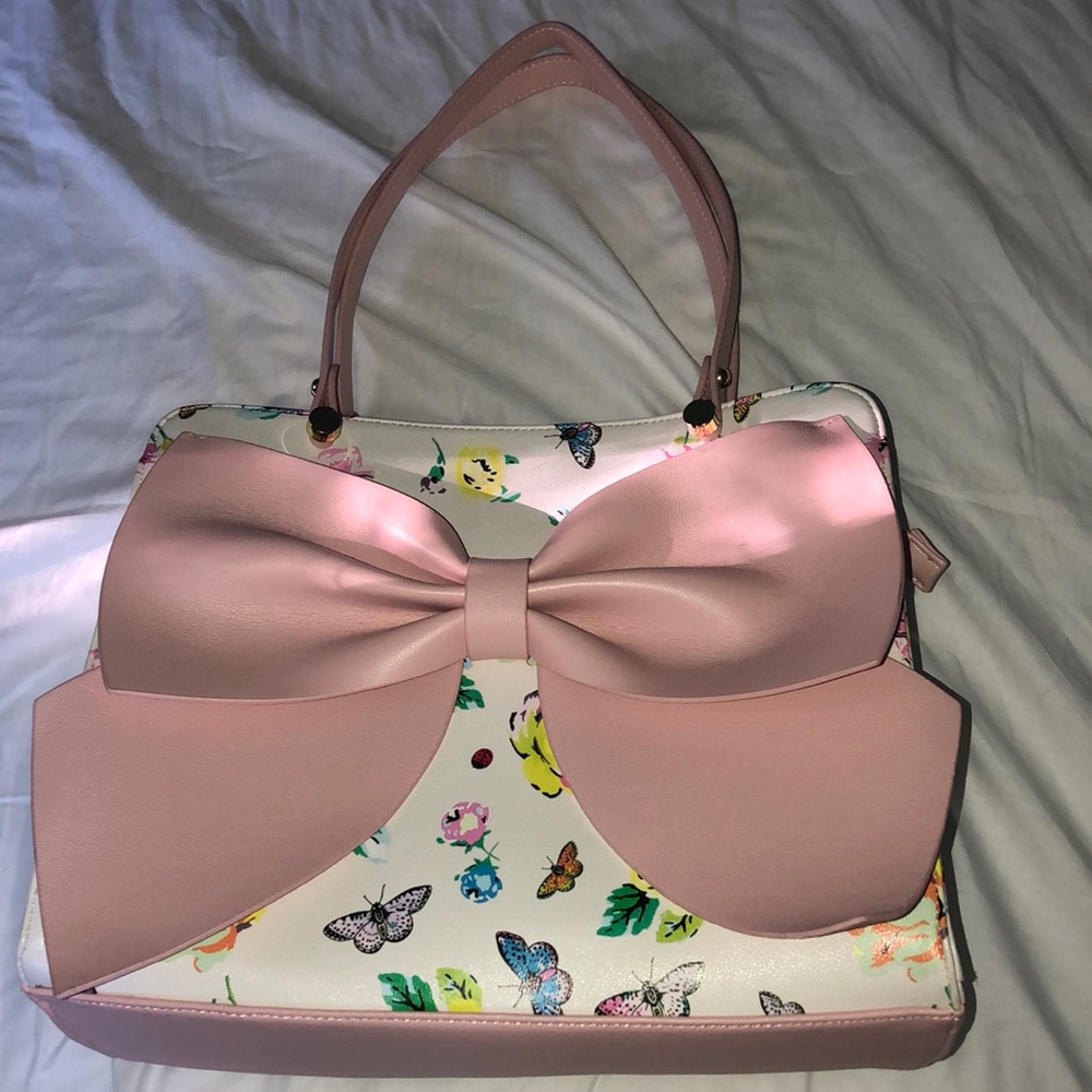 Betsey Johnson Pink large bow purse